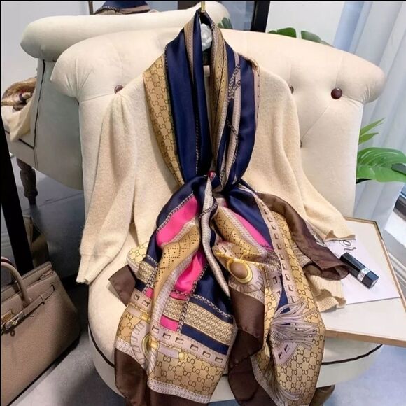 Women Satin Silky Scarf Long Shawl Wrap - Picture 2 of 3